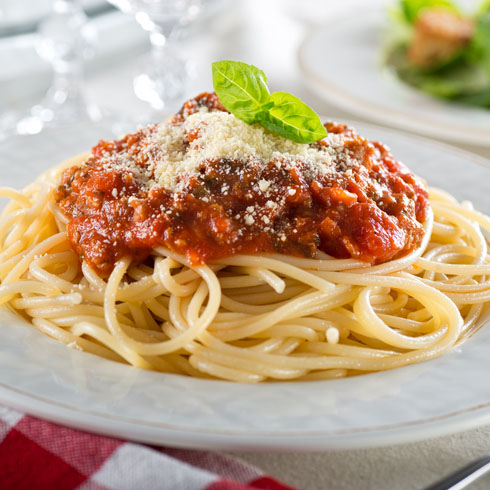 Spaghetti piled high and topped with our homemade marinara sauce.