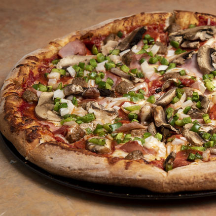 Our homemade traditional thin crust is baked to a crisp golden brown with your choice of toppings. Available in 12”, 14” and 16”. RJ’s On the Lake is full-service restaurant located on beautiful Sand Lake with award-winning pizza.